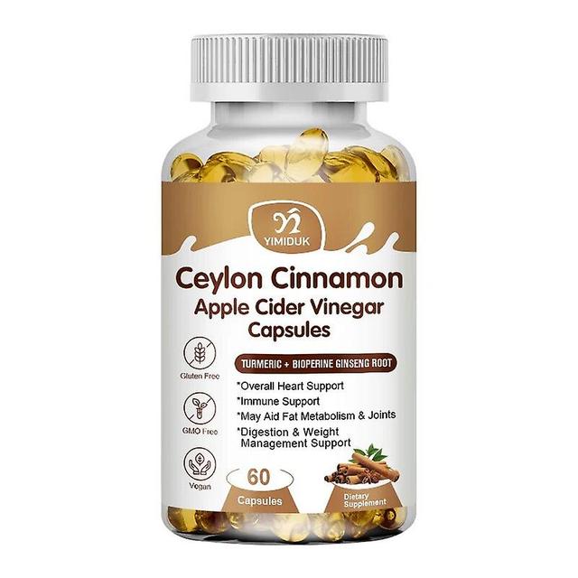 Eccpp Ceylon Cinnamon Capsules With Apple Cider Vinegar Antioxidant Improves Brain Health Helps Reduce Joint Pain 1 Bottles 60 pcs on Productcaster.