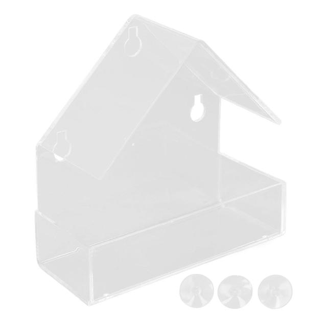 Window Bird Feeder with Suction Cup Window Acrylic Bird Feeding House Tray for Farm Garden on Productcaster.