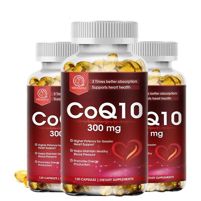 300mg Organic Ultra High Absorption Coq10 Coenzyme Q10 Promotes Cardiovascular&heart Health Provides Energy Health Food 3bottle x120PCS on Productcaster.