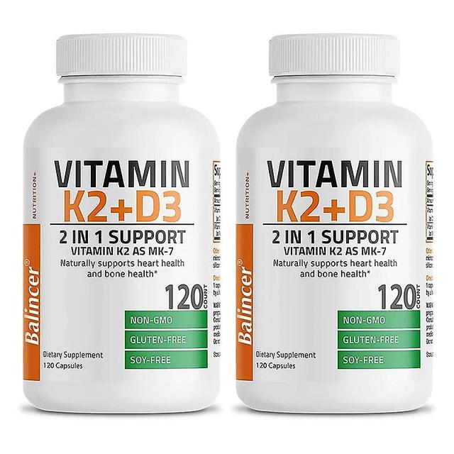 Sofirn 2-in-1 Support Supplement, Organic Vitamin K2 + D3, Highly Absorbable, Non-GMO 120 count-2 bottle on Productcaster.