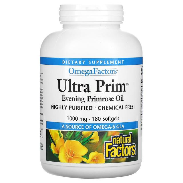 Natural Factors, OmegaFactors, Ultra Prim, Evening Primrose Oil, 1000 mg, 180 Softgels on Productcaster.