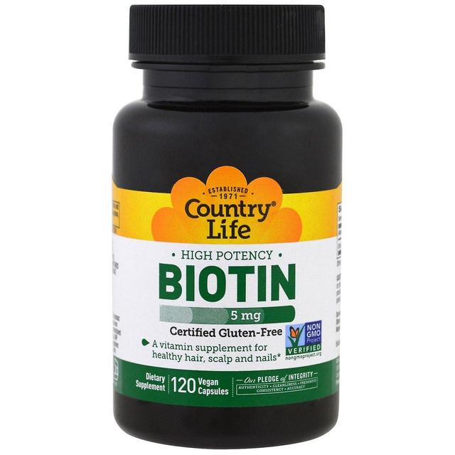 Country Life, High Potency Biotin, 5 mg, 120 Vegan Capsules on Productcaster.