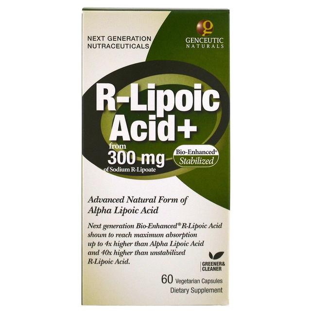 Genceutic Naturals, Ácido R-Lipóico+, 300 mg, 60 Cápsulas Vegetarianas on Productcaster.