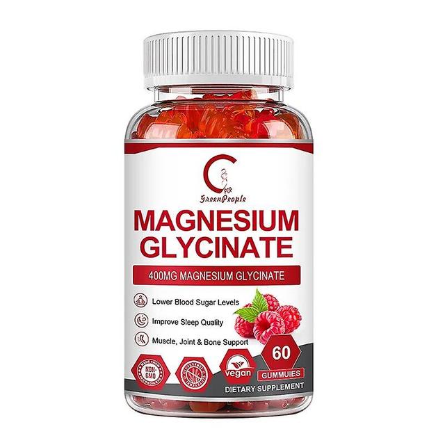 Vorallme GPGP Greenpeople Glycine Magnesium Gummies 60 Pieces Sugar Free Magnesium Chelate Supplement Raspberry Vitamin B6 Calm Strawberry 60pcs on Productcaster.