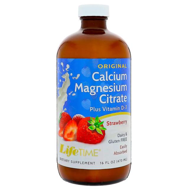 LifeTime Vitamins Vitaminas LifeTime, Citrato de Cálcio e Magnésio, Morango, 16 fl oz (473 ml) on Productcaster.