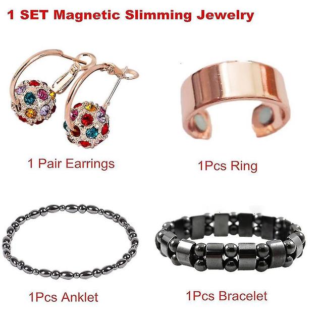 Schan 4pcs/set Magnetic Slimming Rings Natural Fat Burning Slimming Ring Magnetic Stimulation Acupoint Burning Fat Slimming Healthcare Jewelry Set on Productcaster.