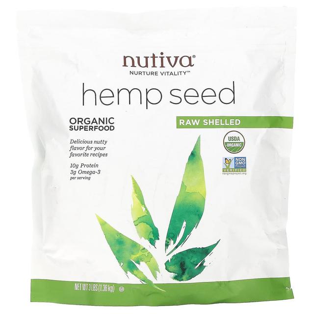 Nutiva, Superalimento Orgânico, Semente de Cânhamo Sem Casca Crua, 3 lbs (1,36 kg) on Productcaster.