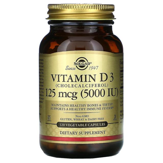 Solgar, Vitamin D3 (Cholecalciferol), 125 mcg (5000 IU), 120 Vegetable Capsules on Productcaster.