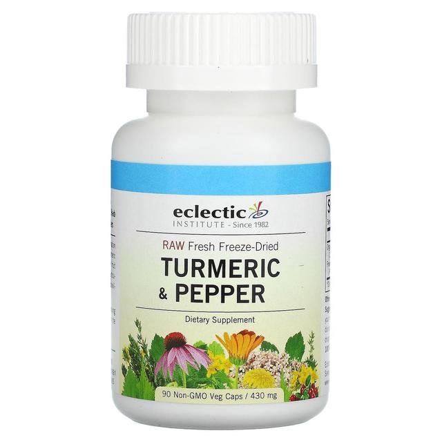 Eclectic Institute, Raw Fresh Freeze-Dried, Turmeric & Pepper, 430 mg, 90 Non-GMO Veg Caps on Productcaster.