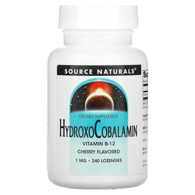 Source Naturals Källa Naturals, HydroxoCobalamin, Vitamin B-12, Körsbär, 1 mg, 240 Pastilla on Productcaster.