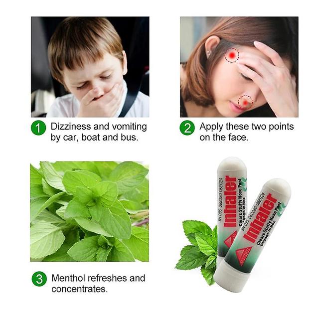 10pcs Inhalador nasal Rinitis Cuidado de la nariz Cosas dolor de cabeza Mareos Crema Anti somnolencia Refrescante aceite esencial Vendaje de menta on Productcaster.