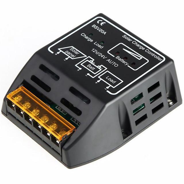 1pc Practical Solar Charge Controller Regulator 20a Rv Solar Charge Controller Black 10.5X9.5cm on Productcaster.