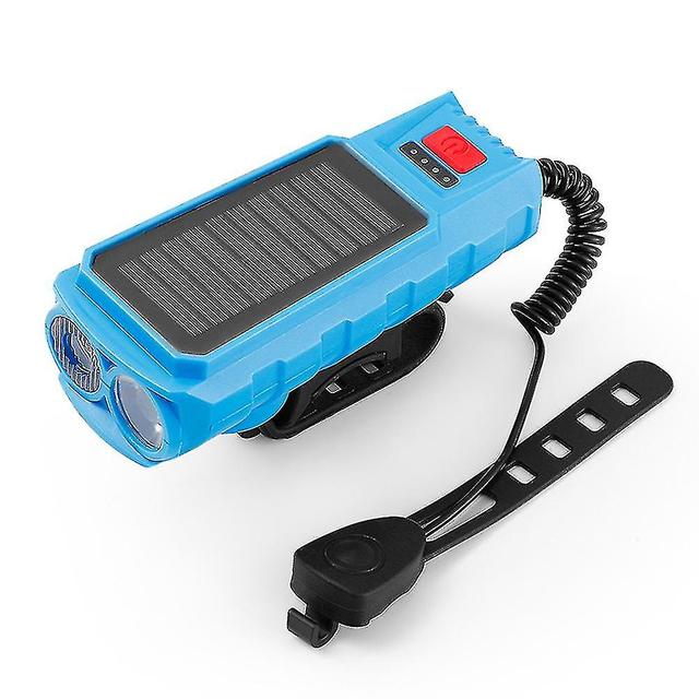 Scacv Solar Bike Alarm Flashlight Usb Charging Waterproof Bike Horns Lamp For Night Riding Double Lamp Blue on Productcaster.