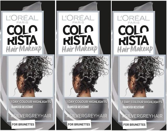 3 x 30ml L'Oreal Colorista Hair Makeup Temporary Brunette Hair Colour - Silver Grey on Productcaster.