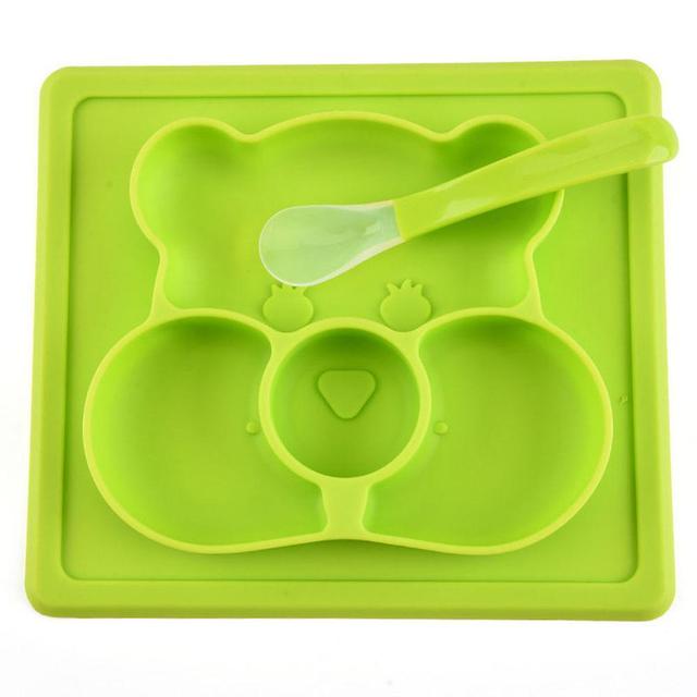 Baby Food Supplement Tray Bear Silica Plate Green on Productcaster.