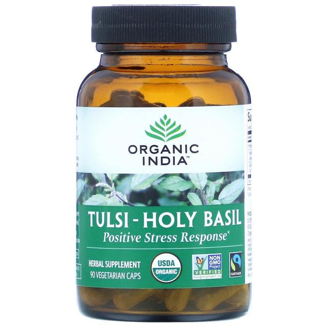 Organic India Organiczne Indie, tulsi-święta bazylia, pozytywna reakcja na stres, 90 wegetariańskich czapek on Productcaster.