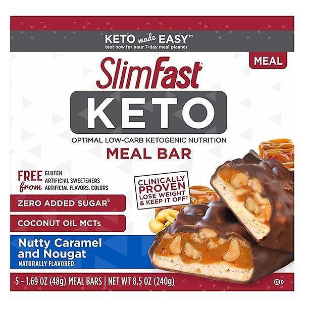 Slimfast keto måltid udskiftning bar nøddeagtig karamel &nougat, 1,48 oz, pakke med 5 on Productcaster.