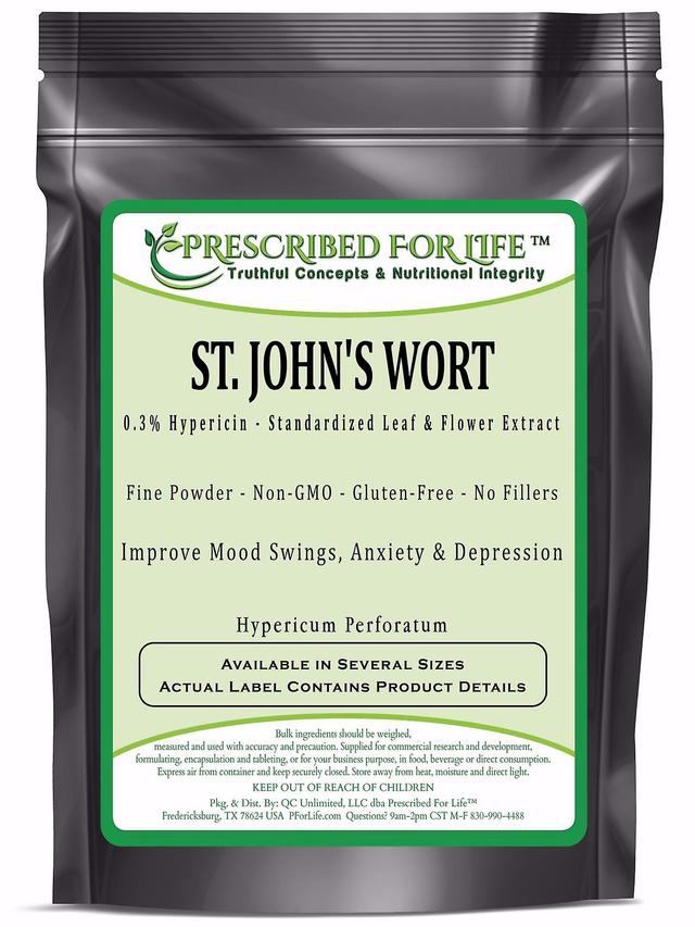 Prescribed For Life St. John ' s Wort-0,3% Hypericín-prírodný list & kvet extrakt prášok 1 kg (2.2 lb) on Productcaster.