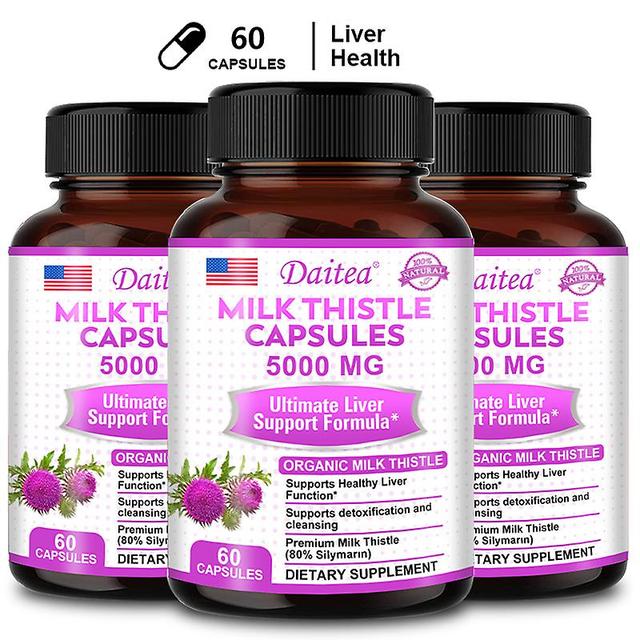 Vorallme Milk Thistle Capsules - Helps Repair Liver, Supports Liver Detoxification, Cleanses And Nourishes Liver, Antioxidant 60count-3 bottle on Productcaster.