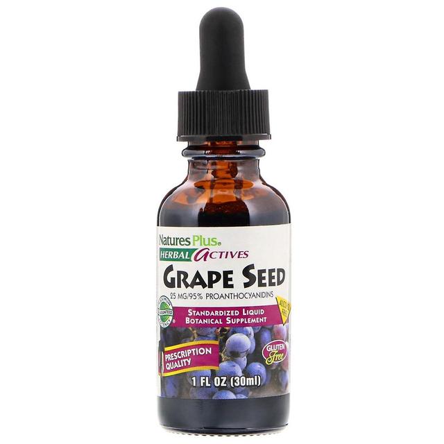 Nature's Plus, Herbal Actives, Grape Seed, Alcohol Free, 25 mg, 1 fl oz (30 ml) on Productcaster.