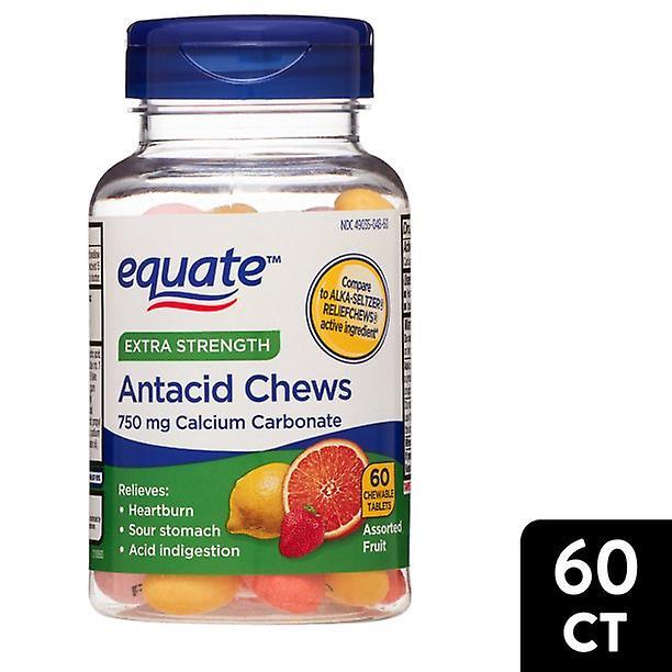 Equate Equipara extra forza bruciore di stomaco + masticazioni di sollievo antiacido, frutta assortita, conteggio 60 on Productcaster.