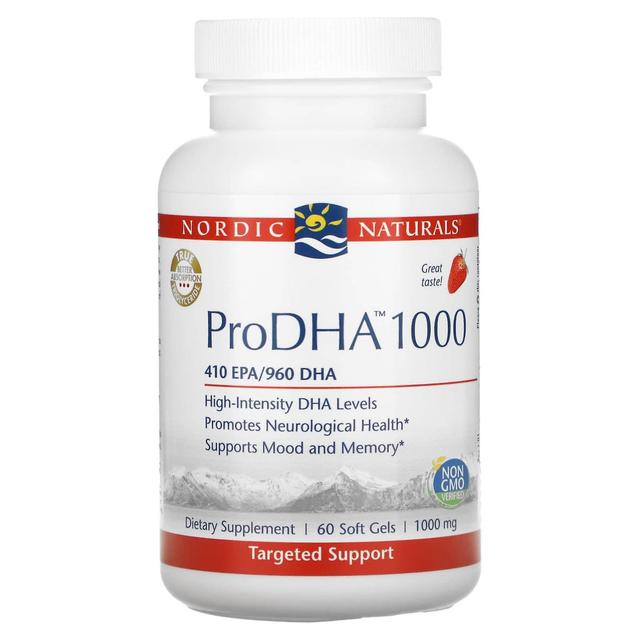 Nordic Naturals, ProDHA 1000, Morango, 1.000 mg, 60 Cápsulas gelatinosas on Productcaster.