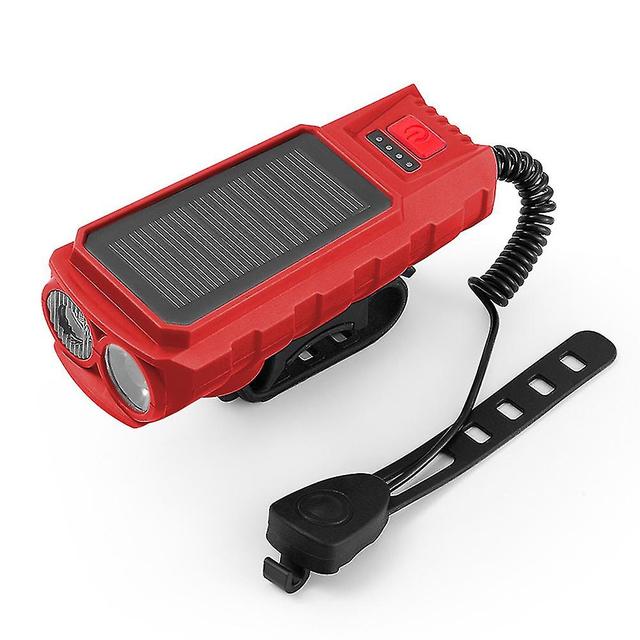 Scacv Solar Bike Alarm Ficklampa Usb Laddning Vattentät Cykel Horn Lampa För Nattridning Dubbel lampa röd on Productcaster.