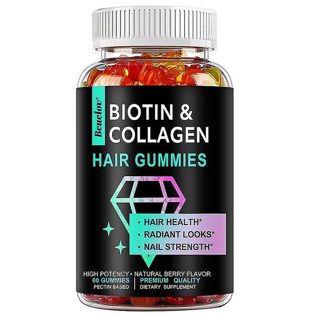 Guoguo Hårväxt Vitamin Gummies för män och kvinnor innehåller biotin, kollagen - ökar hår, naglar hud-hälsosam hårväxt tillägg 60 Count on Productcaster.