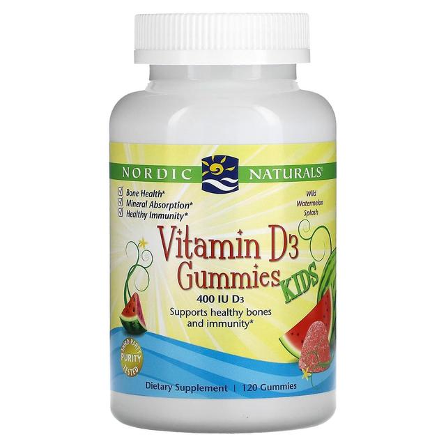 Nordic Naturals, Vitamín D3 Gummies Kids, Divoký melón Splash, 400 IU, 120 Gummies on Productcaster.