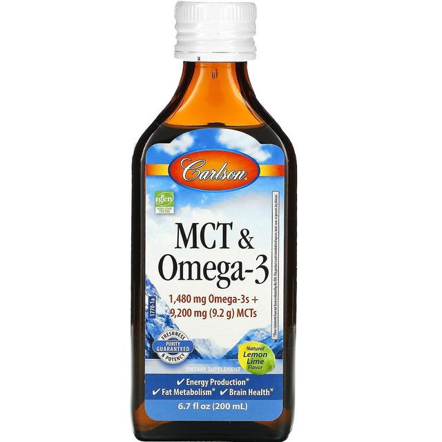 Carlson, MCT & Omega-3, Natuurlijke citroen limoen, 6,7 fl oz (200 ml) on Productcaster.