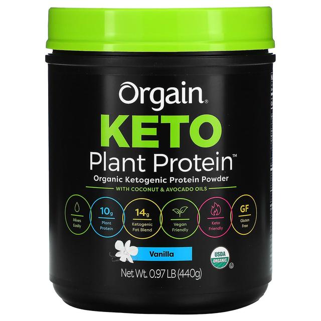 Orgain, Keto, Pó de proteína vegetal orgânica com óleos de coco e abacate, baunilha, 0,97 lb (440 g) on Productcaster.