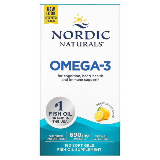 Nordic Naturals, Omega-3, Lemon, 345 mg, 180 Soft Gels on Productcaster.