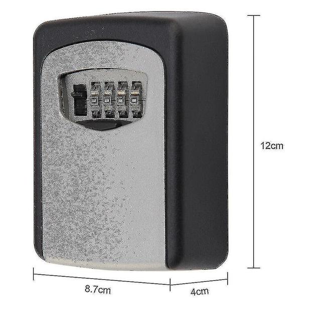 4 Digit Wall Mounted Key Safe Outdoor Combination Lock - Black / Grey on Productcaster.