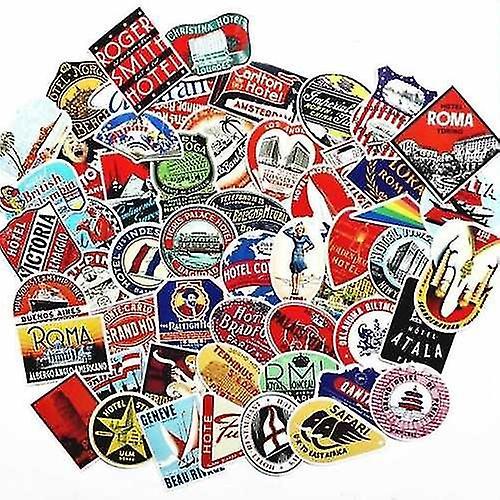 55 Retro Vintage Old Fashioned Style Luggage Suitcase Travel Stickers Fast on Productcaster.