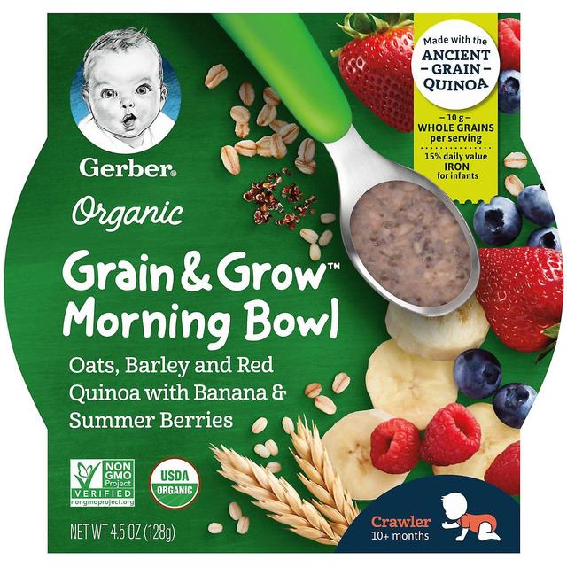 Gerber, Organic, Grain & Grow, Morning Bowl, 10+ Months, Oats, Barley and Red Quinoa with Banana & S on Productcaster.