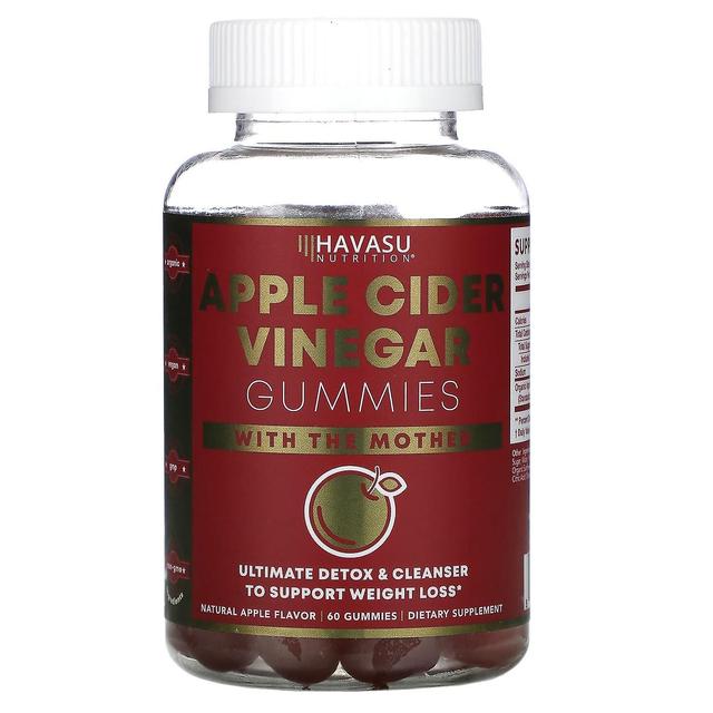 Havasu Nutrition, Apple Cider Vinegar Gummies with The Mother, Natural Apple, 60 Gummies on Productcaster.