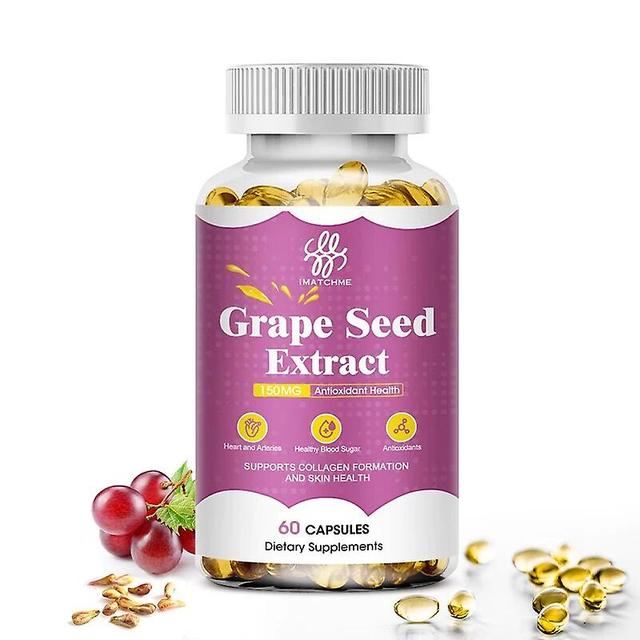 Visgaler Grapeseed Extract 150mg Per Serving | Vitamin E 120 Veggie Capsules Dietary Supplement | 20:1 Extract | Non-gmo | Gluten Free 60pcs on Productcaster.