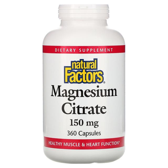 Natural Factors Czynniki naturalne, Cytrynian magnezu, 150 mg, 360 Kapsułki on Productcaster.