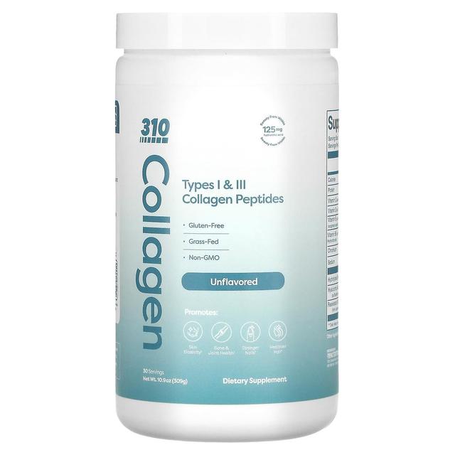 310 Nutrition 310 Nutrição, Colágeno, Tipo I & ll Peptídeos de colágeno, Sem sabor, 10,9 oz (309 g) on Productcaster.