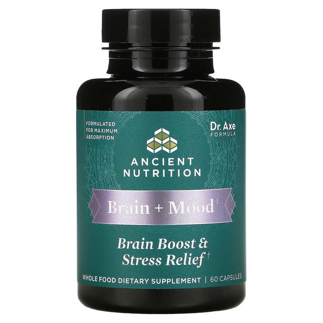 Dr. Axe / Ancient Nutrition, Brain + Mood, Brain Boost & Stress Relief, 60 Capsules on Productcaster.