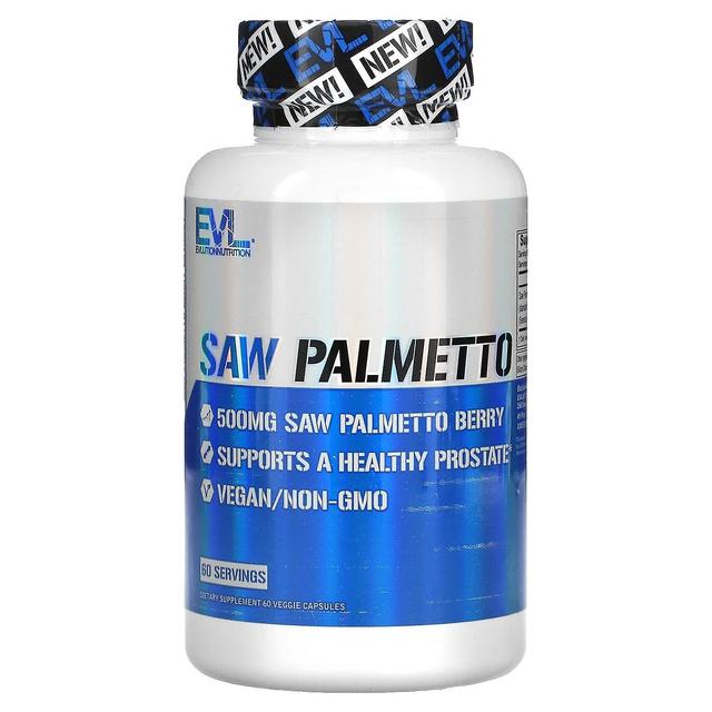 EVLution Nutrition, Saw Palmetto, 500 mg, 60 kasviskapselia on Productcaster.