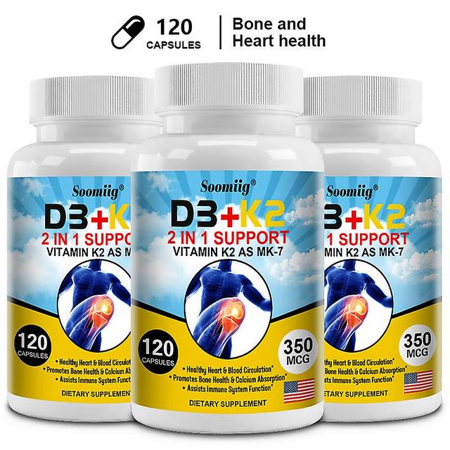 Vorallme Vitamin D3+k2 Helps Strengthen Bones. Vitamin D3 Promotes Calcium Absorption And Enhances Body Immunity. 120count-3bottle on Productcaster.