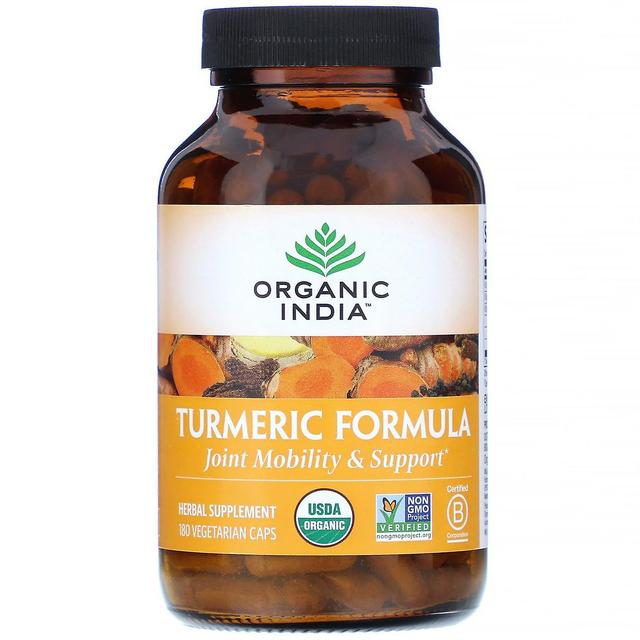 Organic India, Turmeric Formula, Joint Mobility & Support, 180 Vegetarian Caps on Productcaster.