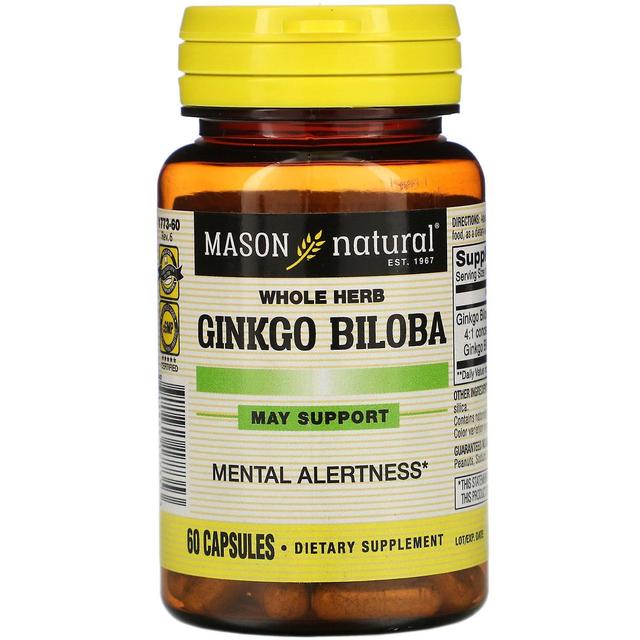 Mason Natural, kokonainen yrtti Ginkgo Biloba, 60 kapselia on Productcaster.