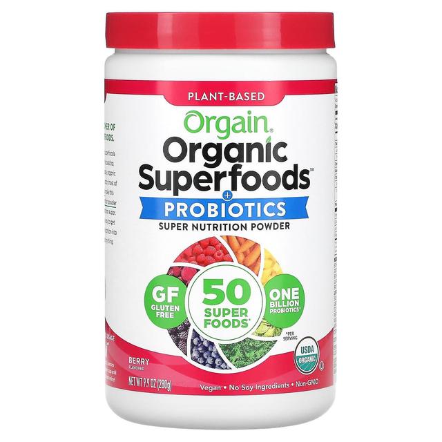 Orgain, Organic Superfoods + Probiotics Super Nutrition Powder, Berry, 9.9 oz (280 g) on Productcaster.