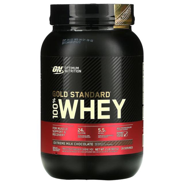 Optimum Nutrition Optymalne odżywianie, Gold Standard 100% Whey, Extreme Milk Chocolate, 2 lb (907 g) on Productcaster.