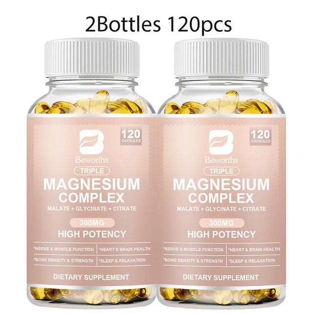 Visgaler Magnesium Complex Capsules Bone & Heart Health Supplement, Sleep Support, Muscle Relaxation, Stress & Anxiety Relief 2bottles 120pcs on Productcaster.