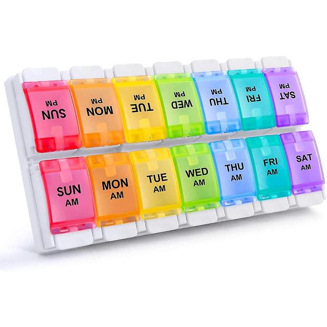 Weekly Pillbox Organiser Reminder for Medicines, Vitamins or Supplements AM & PM 2 containers per Day on Productcaster.