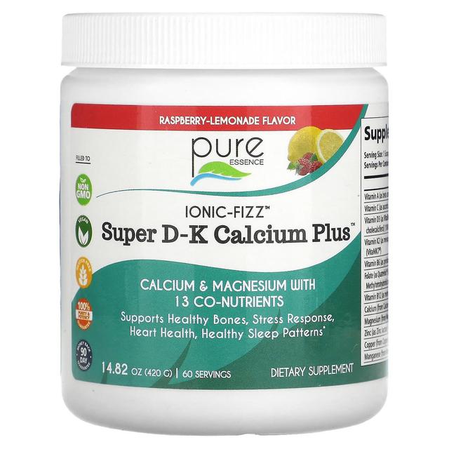 Pure Essence, Ionic-Fizz, Super D-K Calcium Plus, Limonada de framboesa, 14,82 oz (420 g) on Productcaster.