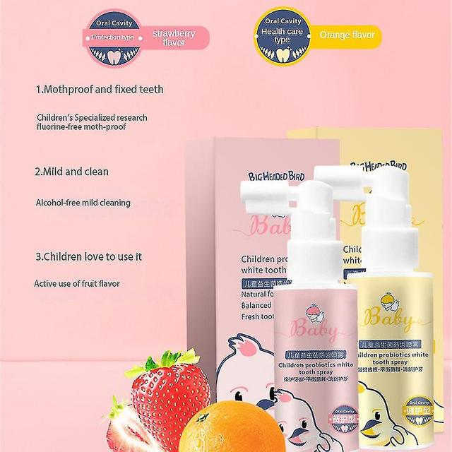 Children's Oral Anti-cavity Probiotics White Tooth Spray Acute Strawberry flavor on Productcaster.